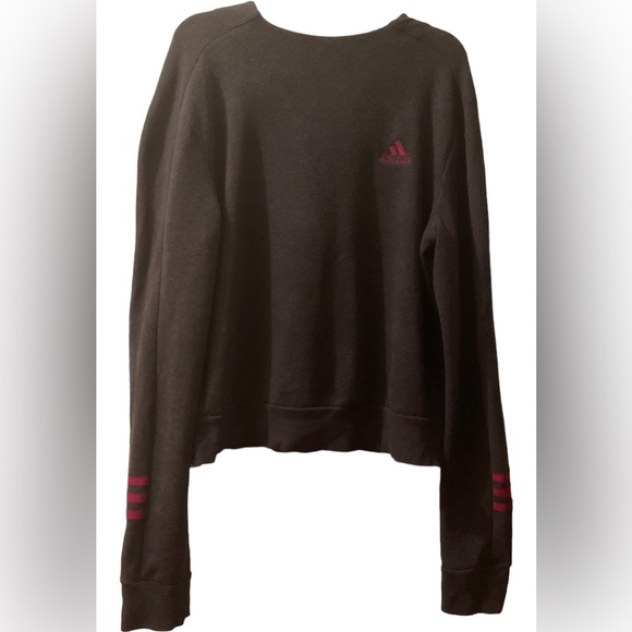 Sweater -Adidas Gray Cropped Long Sleeve Sweater (UC) - Picture 1 of 6